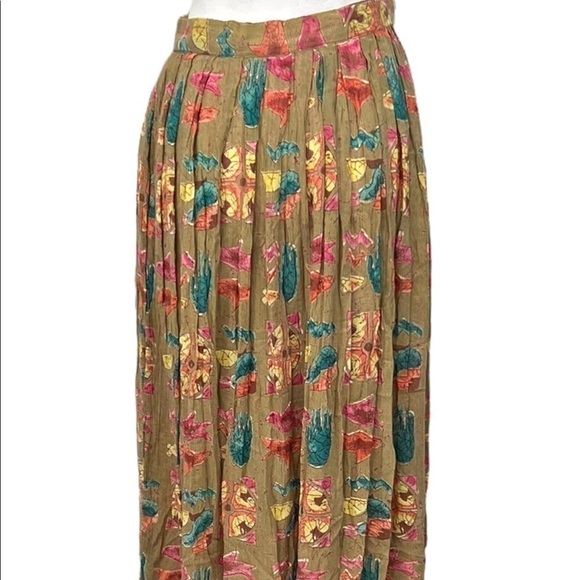 Vintage Adini Rayon Gauze Midi Skirt Button Front. - Picture 8 of 9